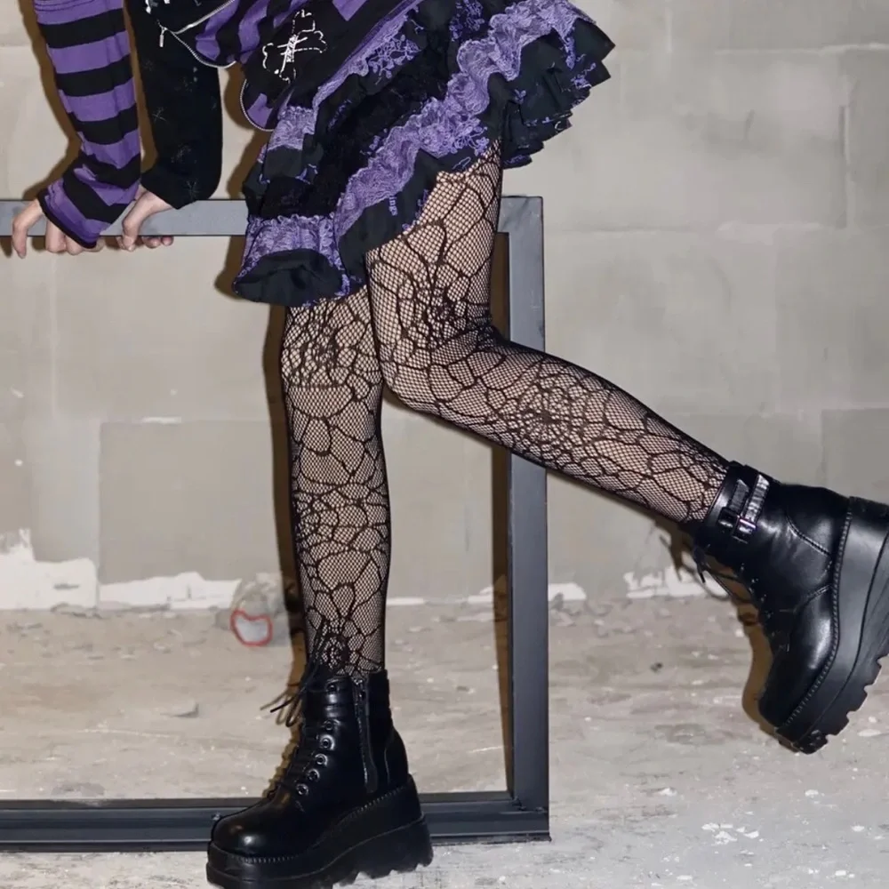 Mesh Fishnet Goth Pattern Full Length Pantyhose Stockings Women’s Hosiery